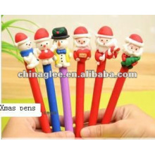 Stylos à bille Noël gros stocks, stylos de Noël, stylos à bille avec le père Noël et bonhomme de neige.